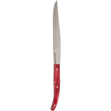 STEAK KNIFES -Steak Knife Red Handle Serrated-Chromstah 1810
